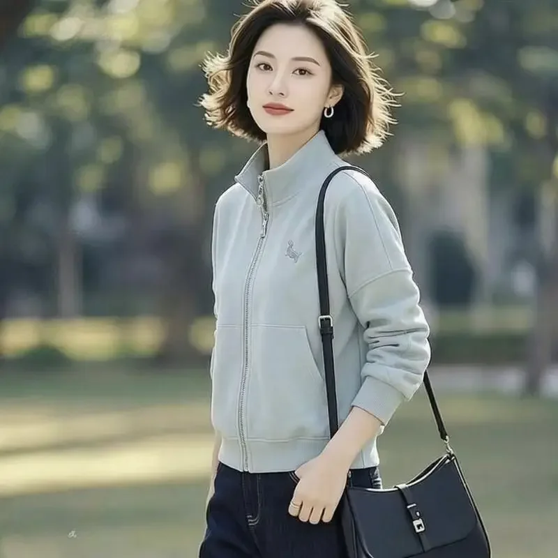 golf High quality golf hoodie jacket for women's autumn 2026 new style golf embroidery zipper top stand up collar cardigan