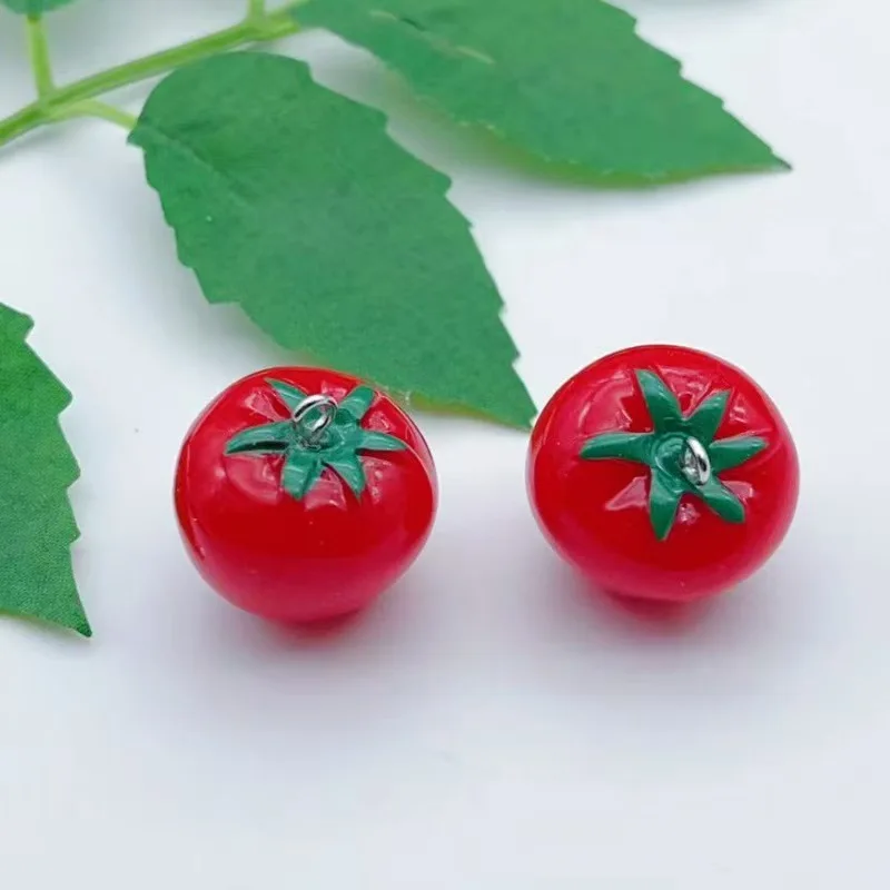 10pcs resin imitation vegetable fruit tomato strawberry pendant orange lemon pear diy pendant accessories wholesale