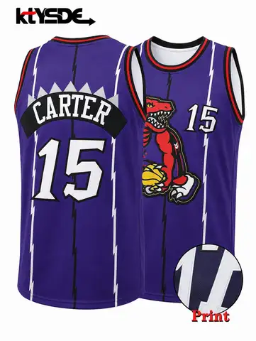 2027 Hot Sale Retro Carter 15 Raptors Purple Lightning Print Jersey Streetwear Fan Basketball Tank Top Men and Kids