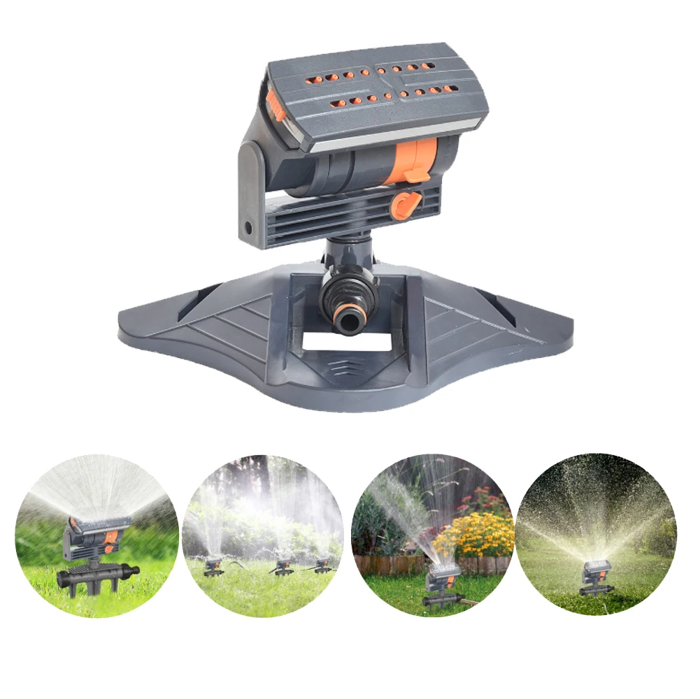 Automatic Turret Oscillating Sprinkler Adjustable Spray Nozzle PVC Garden Watering Irrigation System Lawn Care Tool