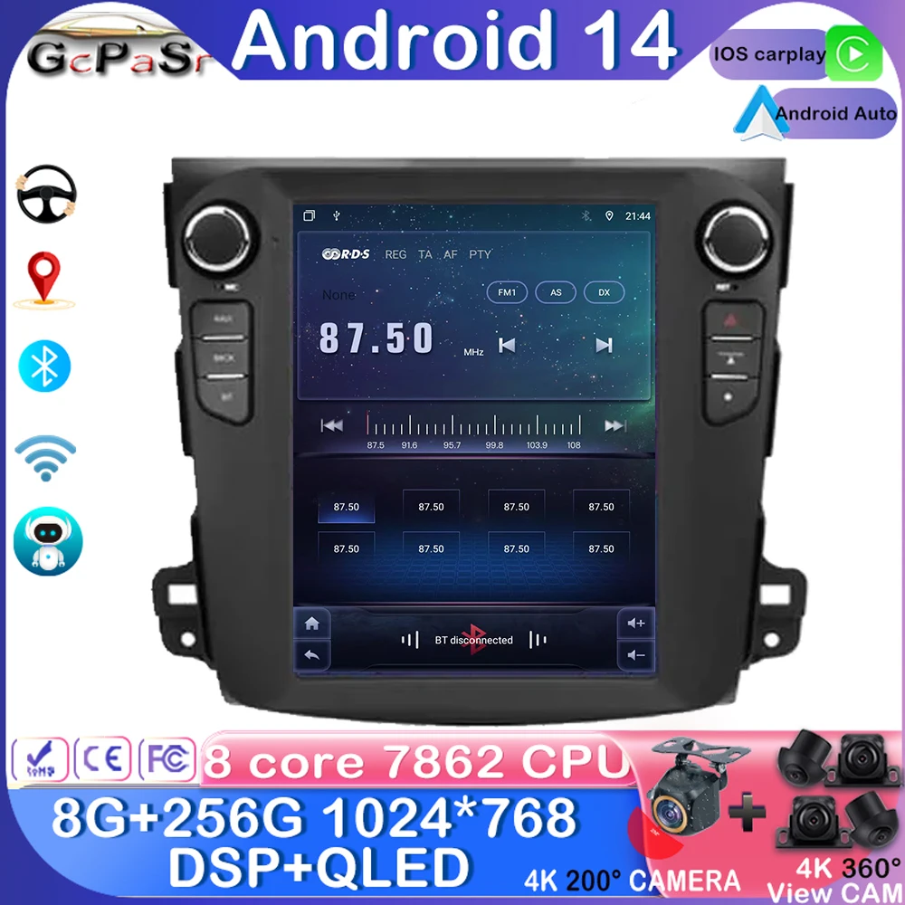 

Android 13 Car Radio Multimedia Video Player For Mitsubishi Outlander Xl 2 2005 - 2012 For Citroen C-Crosser 2007-2013 4G WiFi