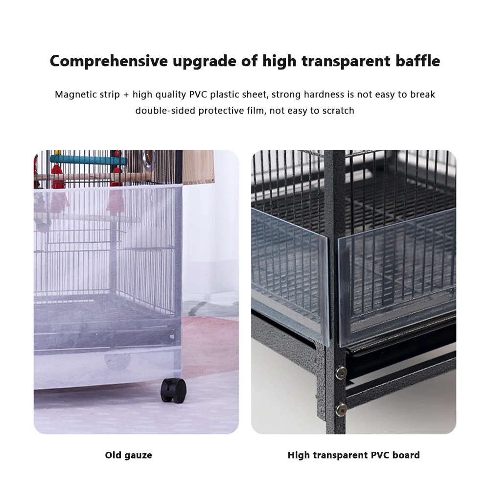 4Pcs Bird Cage Seed Catcher Transparent PVC Bird Cage Baffle Bird Cage Accessories Pet Supplies Parrot Cages Cover Seeds Guard