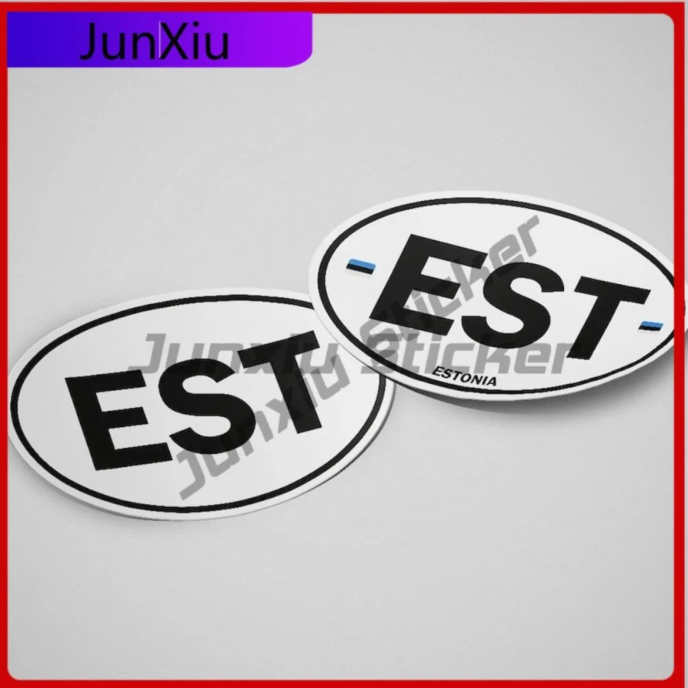 

Estonia Flag Sticker Oval-shaped White and Black Country Funny SUVs Motocross Anti UV Scratch Proof Vehicle Decor Auto