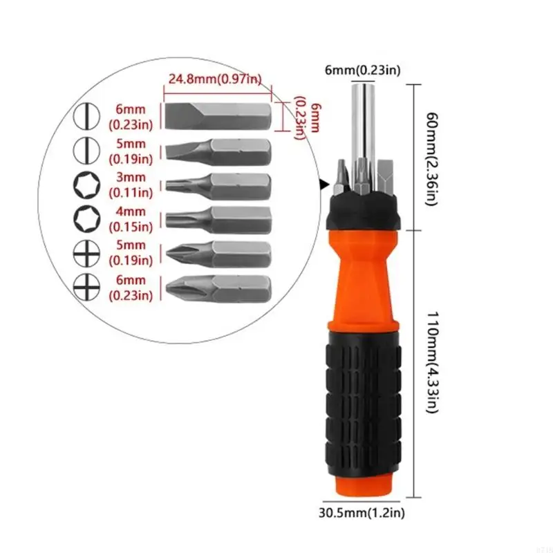 37JB Obeng Bertahan Multi Bit 6 in 1 yang cocok untuk berbagai kebutuhan perbaikan dan perakitan