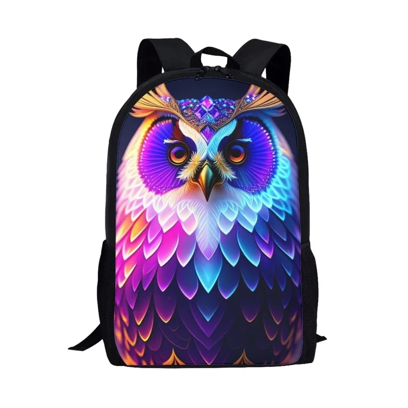 Moda na moda coruja impressão 3d arte saco de escola para adolescentes meninos meninas mochila viagem prático grande capacidade estudante sacos livro