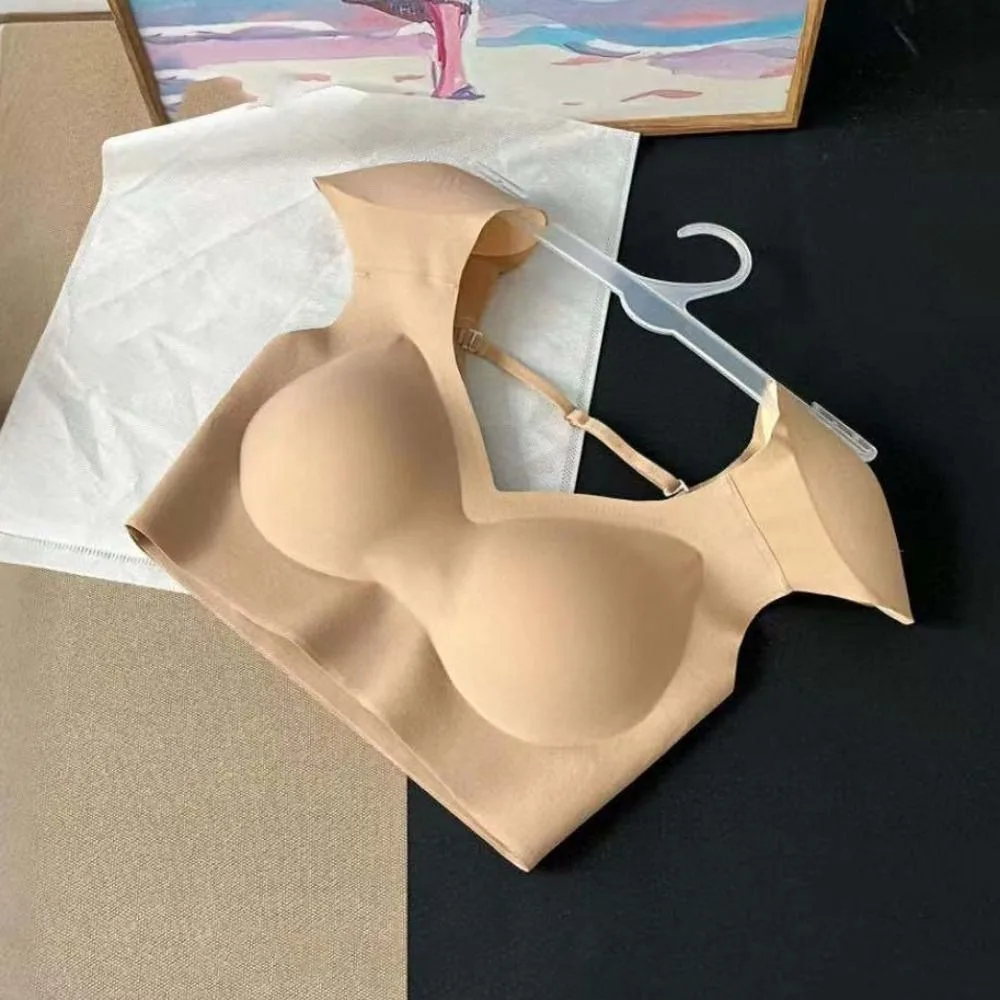 

V-neck Right-angle Shoulder Bra Invisible Seamless Shoulder Pad Vest Chest Binder Bustier Underwear for Women Girls Shapewear
