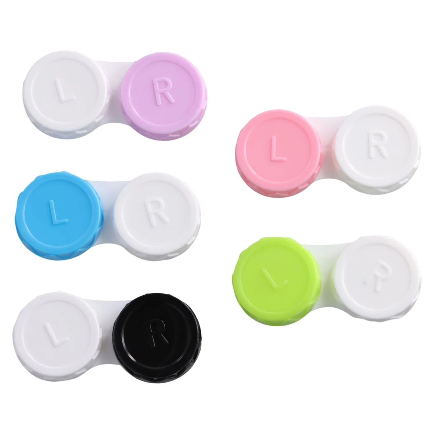 5PCS/Lot Small L+R Contact Lenses Case for Eyes Contacts Kit Holder Lens Container Women Men Cute Colored Contact Lenses Case