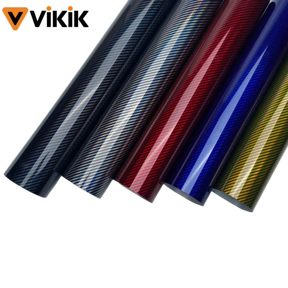

Glossy Laser Carbon Fiber Vinyl Film Motorcycle Body Stickers Rainbow Holographic 3D Carbon Car Accessories