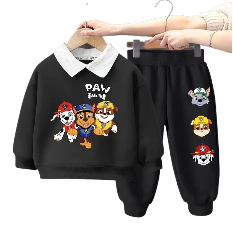 PAW Patrol Spring Autumn New Children\'s Clothing Sets Boys Turn Down Collar Sweatshirt and Sweatpant 2pcs Suit Kids Tracksuits