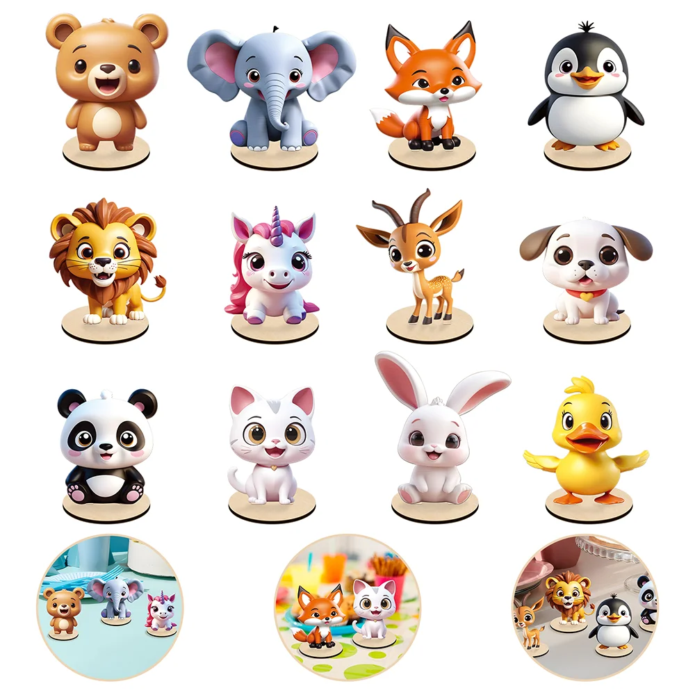 12 Pcs Safari Baby Shower Centerpieces Safari Jungle Animals Wooden Baby Shower Decorations Wild Animals Birthday Decorations
