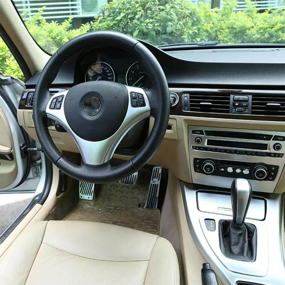 سيارة الكربون الملمس عجلة القيادة لوحة التبديل زر غطاء إطاري الكسوة لسيارات BMW 1 3 سلسلة E82 E87 04-11 E90 E92 E93 05-12 X1 E84 #6