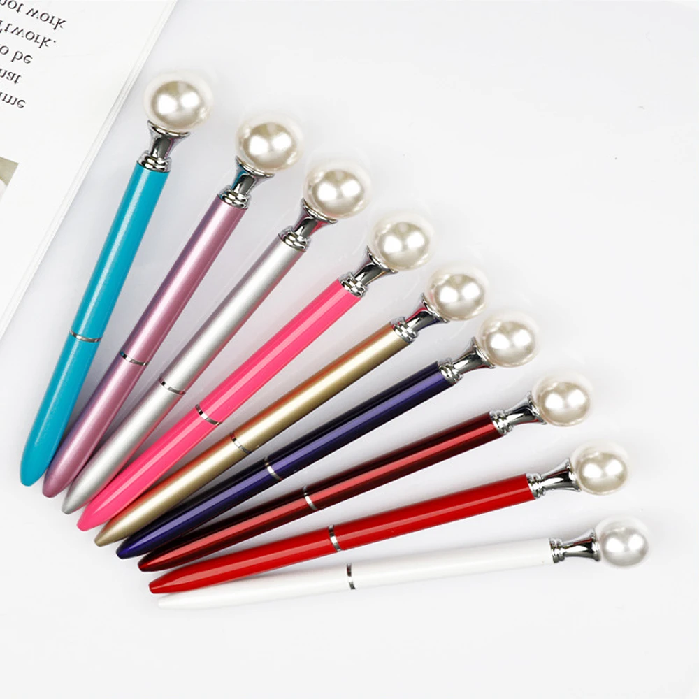 

Custom logo Office Big Pearl Metal Ballpoint Pen Small rotating signature pen Gift water-based pen Black Red Blue Rose gold