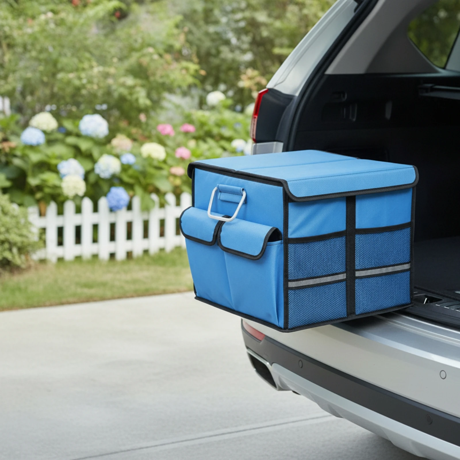 Car Trunk Storage Box Compact Trunk Storage Organizer with Lid Foldable Cargo Box Portable Collapsible Car Tote Rigid