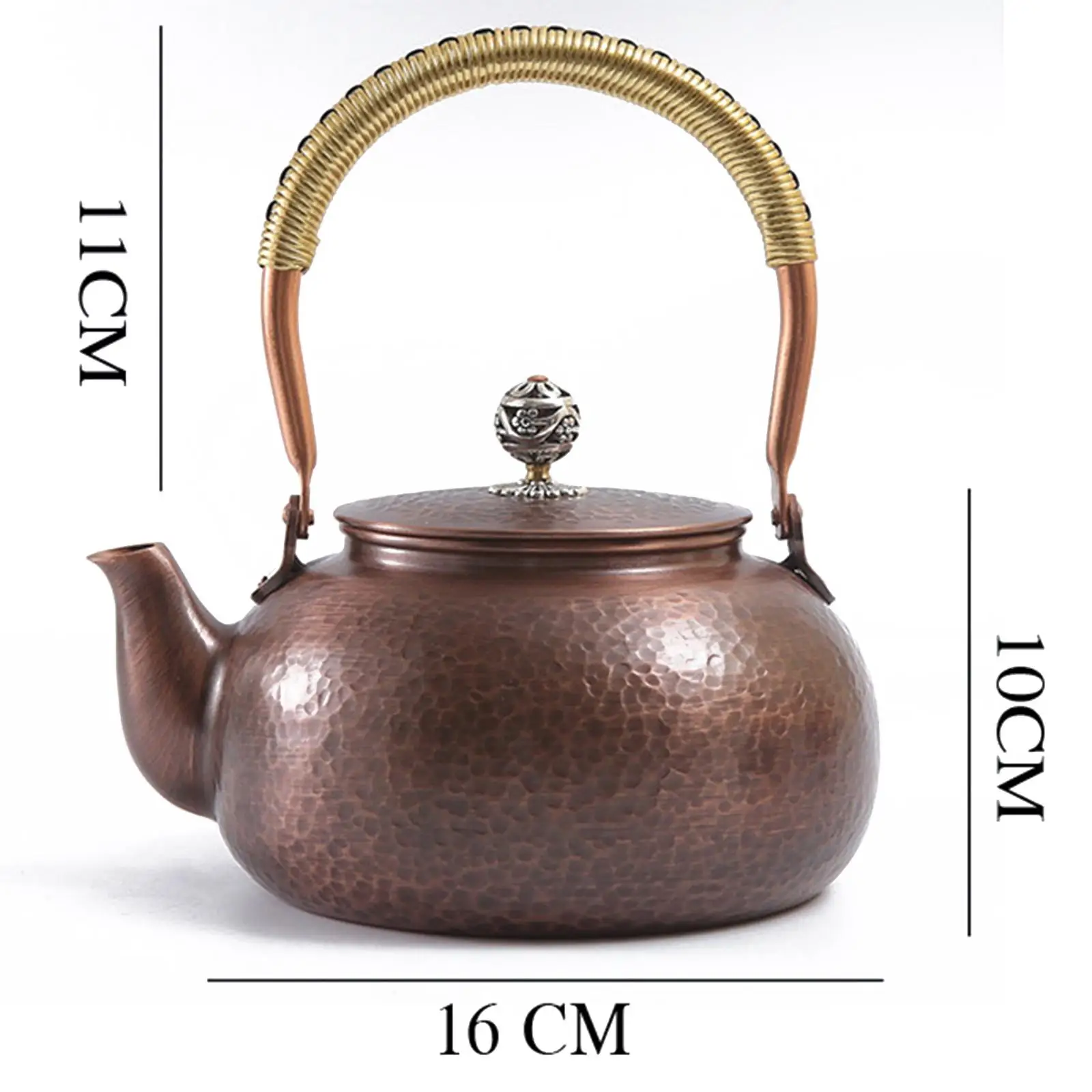 Brass Teapot 1200ml Tea Infuser Anti Scalding Handle Portable Tea Maker Teawear for Camping Tea House Kitchen Picnic Restaurant