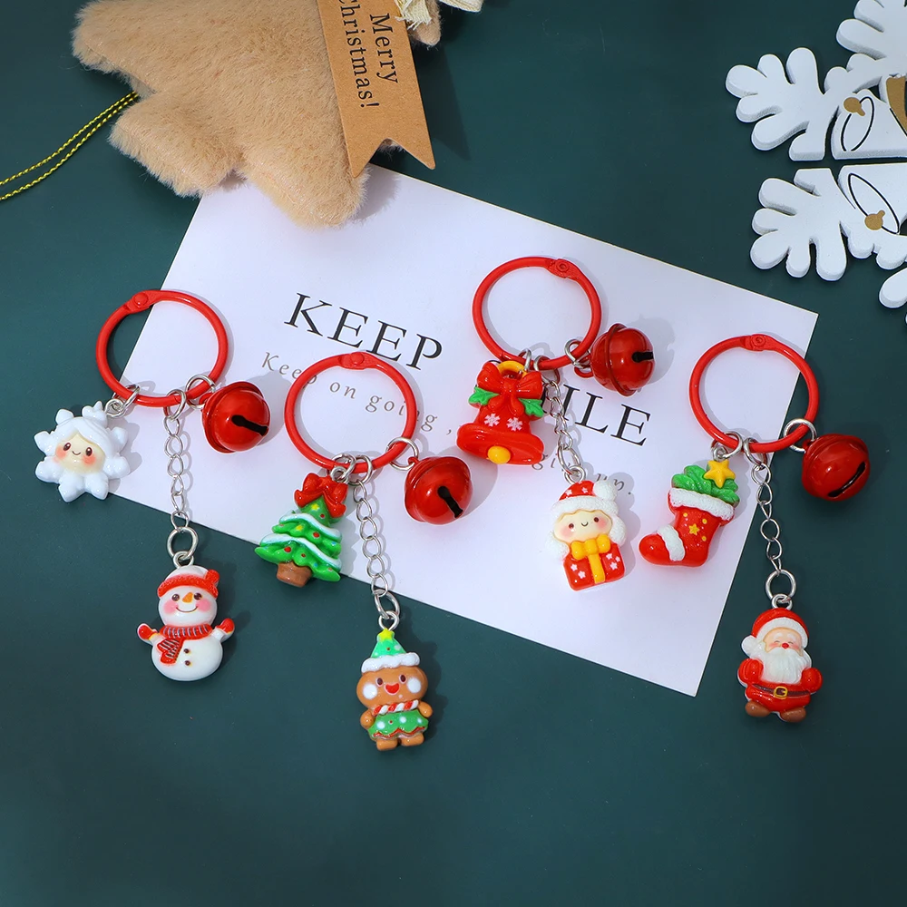 Cartoon Santa Claus Snowman Pendant Key Ring Cute Christmas Keychain Backpack Decoration Accessories Christmas New Year Gifts