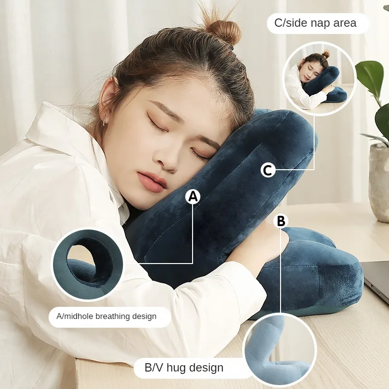 New V-type Office Napping God Ice Silk Napping Pillow Students Desk Ice Silk Pillow Do Not Press The Hand Prone Sleeping Pillow