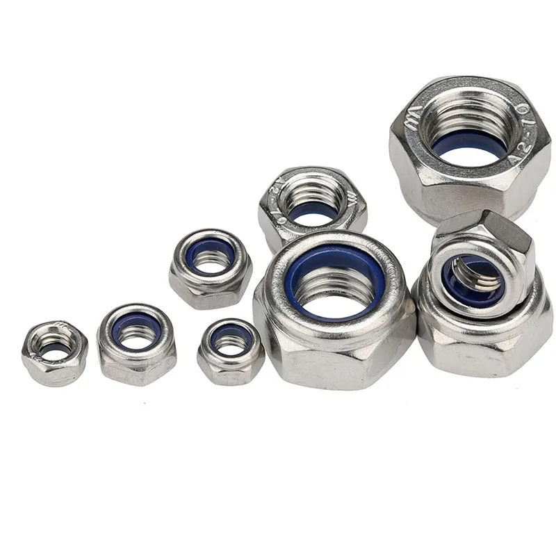 2/4 Pc Self-Locking Fine Tooth/Reverse Tooth Hexagonal Screw Cap M2 M3 M5 M6 M8-M20 Stainless Steel Nylon US Locking Nut