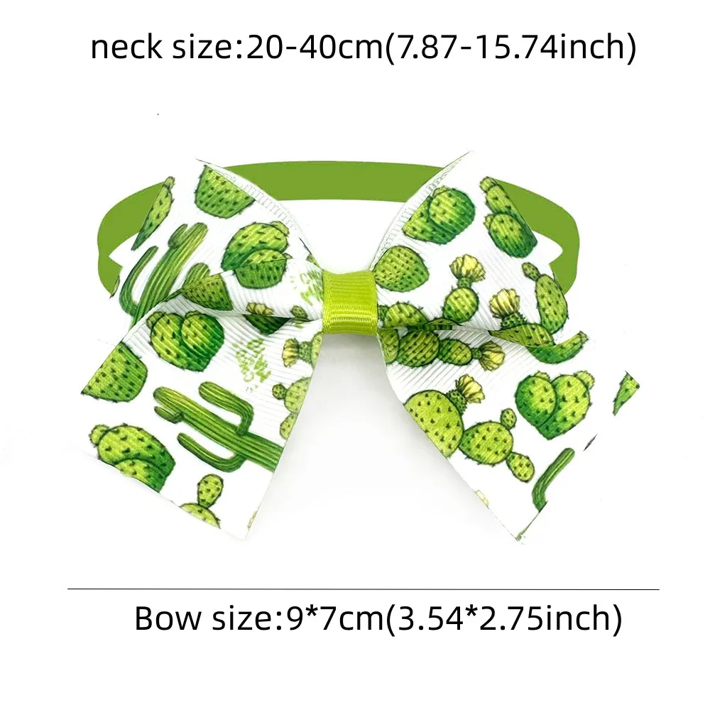 10 Pcs Pets Summer Bow Tie Plant Cactus Pattern Neckties Dogs Puppy Grooming Bows Collar for Small Dogs Pet Product Accessories