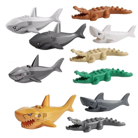 Zoo Crocodile Shark Friends Mini Animal Set Action Figures Building Blocks Children Gifts Toys Animal Accessories Equipments