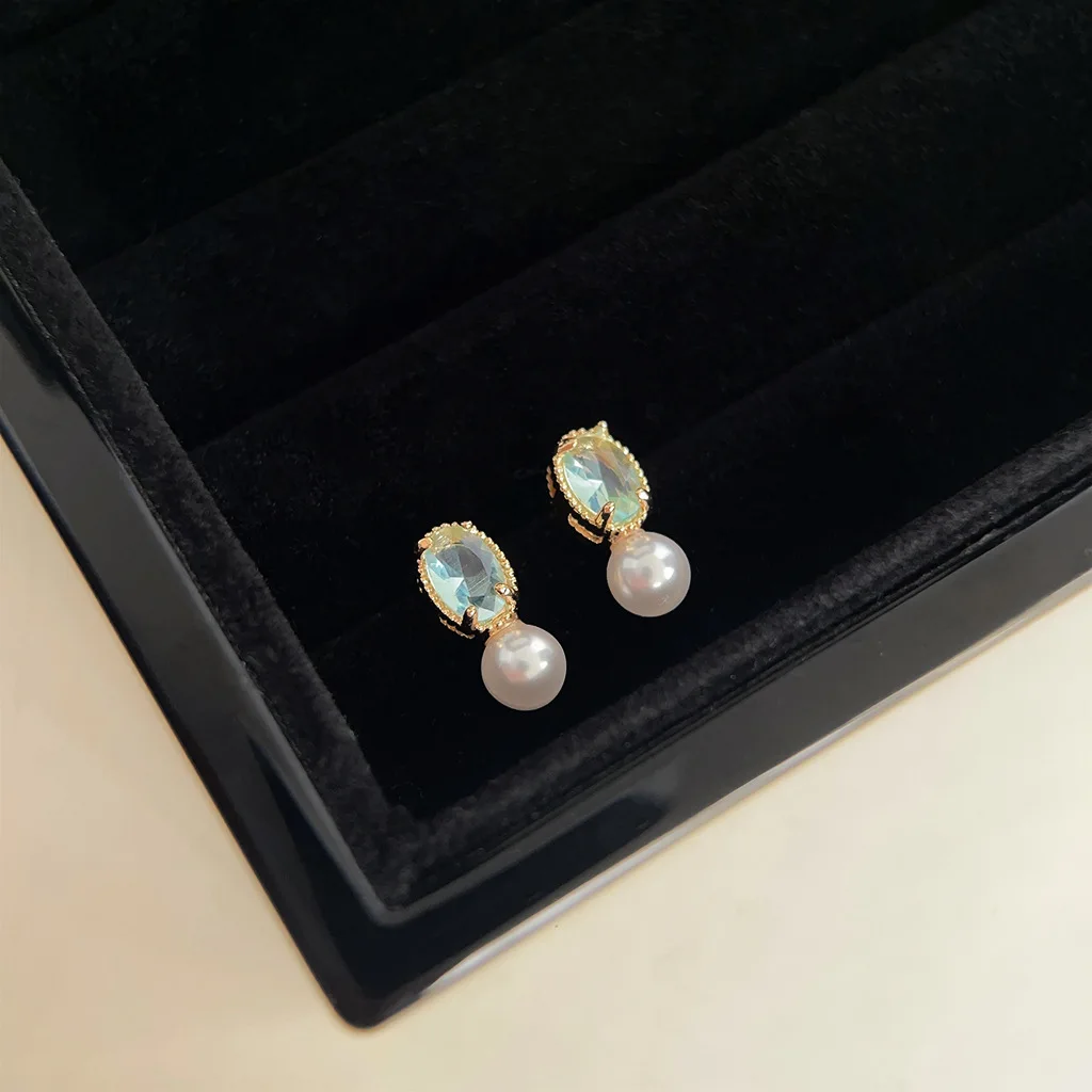 DIY accessories Ear hole color zircon geometric stud earrings excellent simplicity small design earrings light luxury versatile view 6