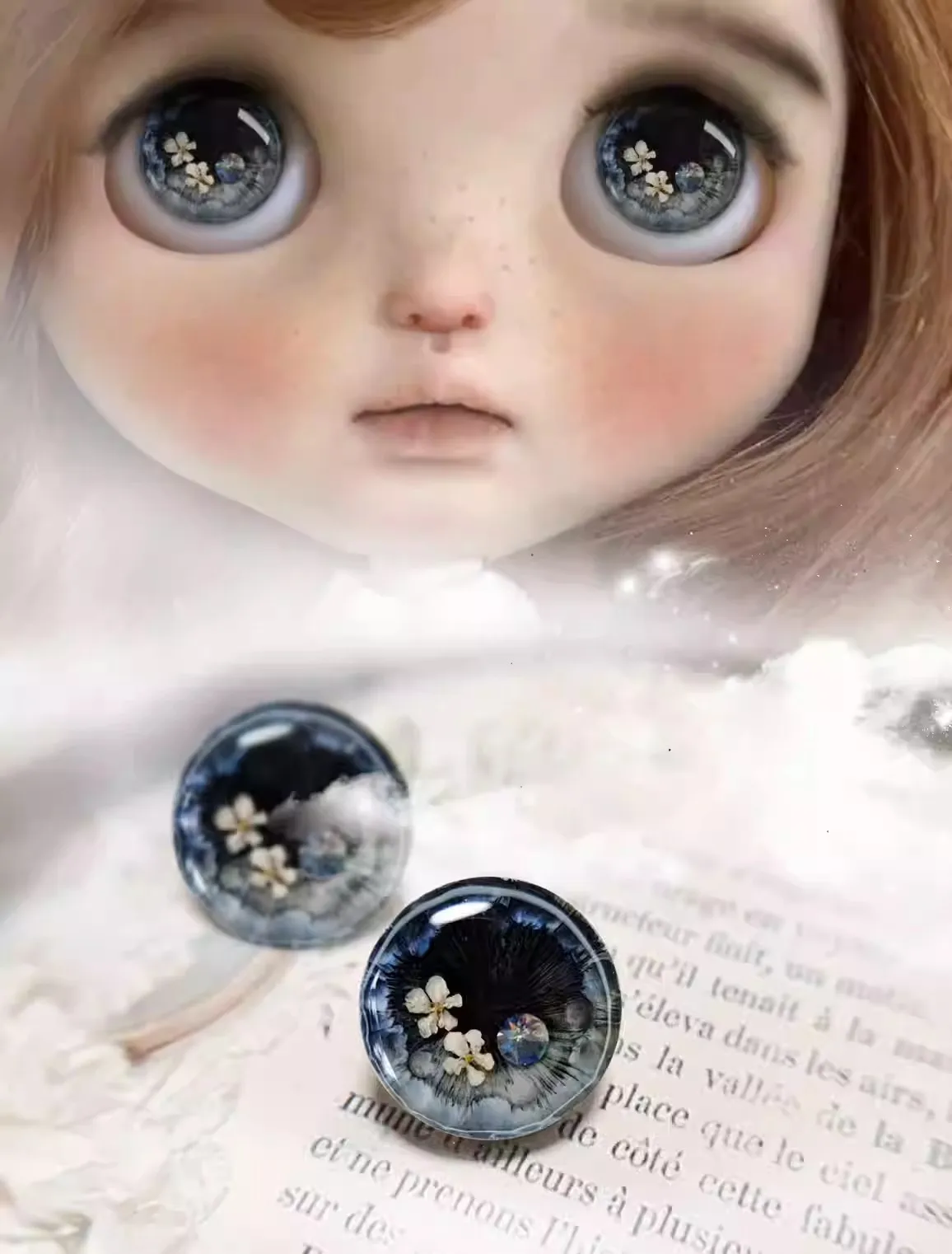 Dula Handmade Three-dimensional glue hand engraving Dry sea Magnetism Eyepiece Eye Chips Blythe Bjd Doll Accessories