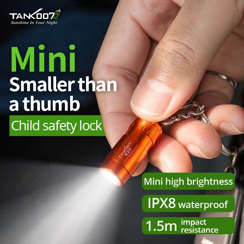 Mini Keychain Flashlight Emergency Light with Built-in Battery Child Safety Lock Portable LED Torch for Outdoor Activities