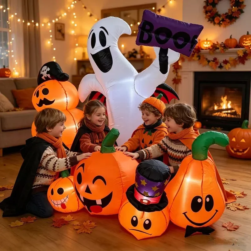 Inflatable Halloween Pumpkin Lantern PVC Blow Up Jack O Lantern Lighted Yard Decoration for Outdoor Party Garden Scene 127