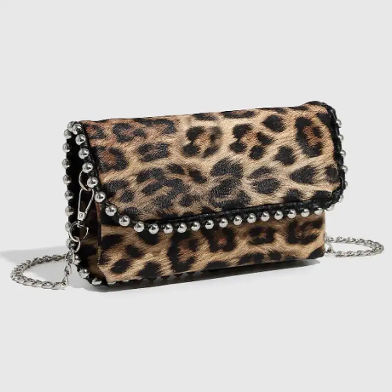 

2025 Autumn New Fashionable And Versatile Leopard Print Shoulder High-End Pearl Chain Casual Crossbody Bag