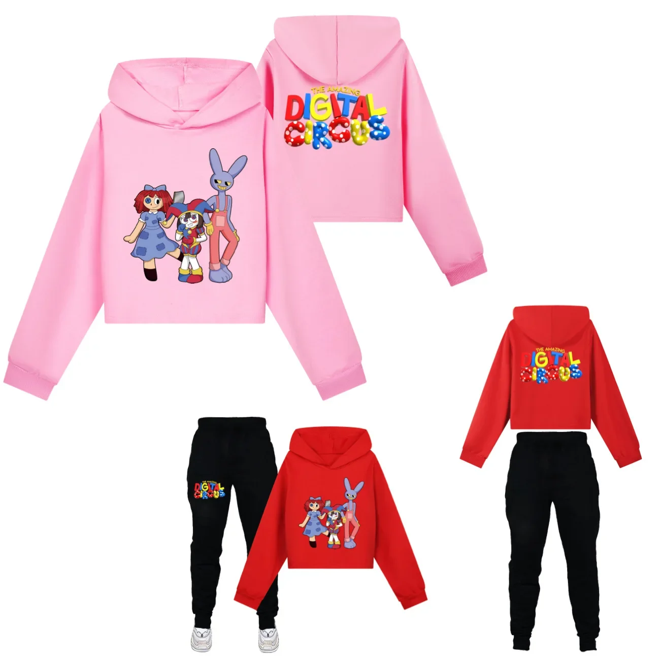 

Kids Cropped Hoodies Amazing Digital Circus Girls Hoodie Set Children Clothing Spring Hoody Kids Long sleeve Casual Tops 2884