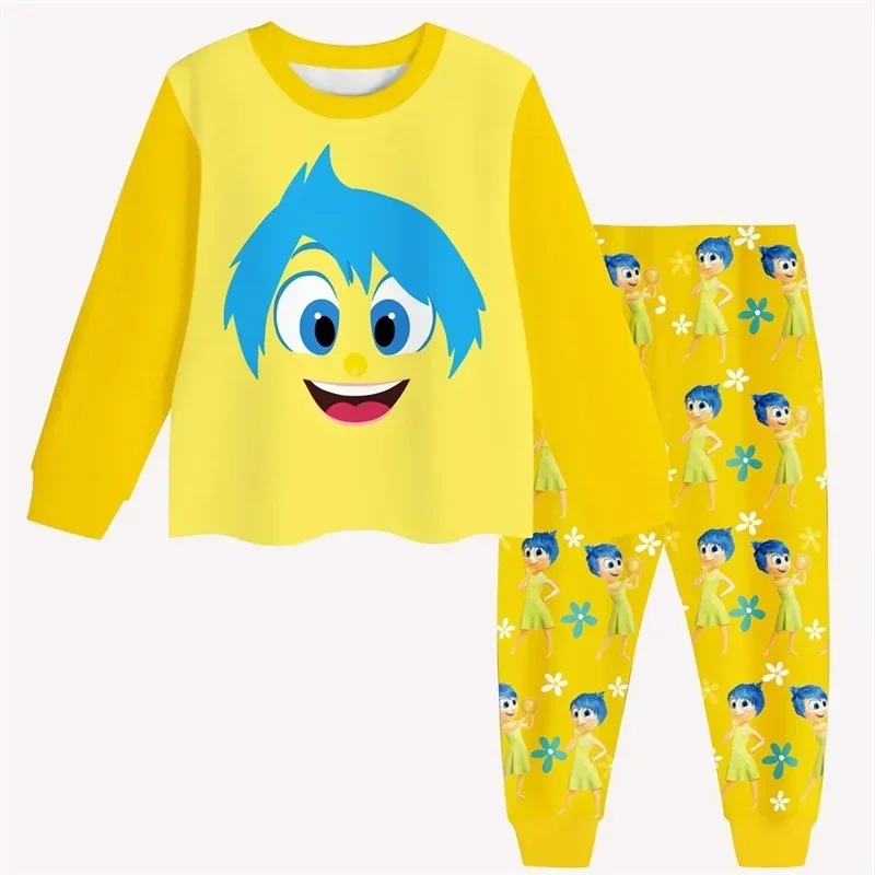EE01 Movie Disgust Child Pajama Set Kids Cartoon joy Print Nightwear girls Leisure Sports Long-sleeved Loungewear Halloween Io0！