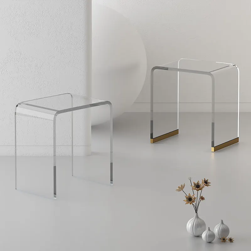 Dressing stool Light luxury acrylic transparent chair Enter the door Shoe change stools vanity chair ottoman bedroom furniture - view 6