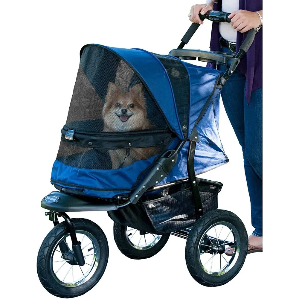 

No-Zip Jogger Pet Stroller for Cats/Dogs, Zipperless Entry, Airless Tires, Easy One-Hand Fold, Cup Holder + Storage Basket