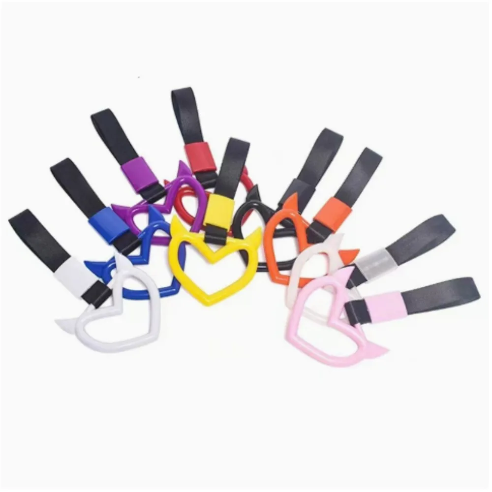 1PC JDM Tsurikawa Devil Heart Racing Hand Strap Ring Modified Auto Warning Ring Bus Train Universal Handle Strap Tsurikawa Ring