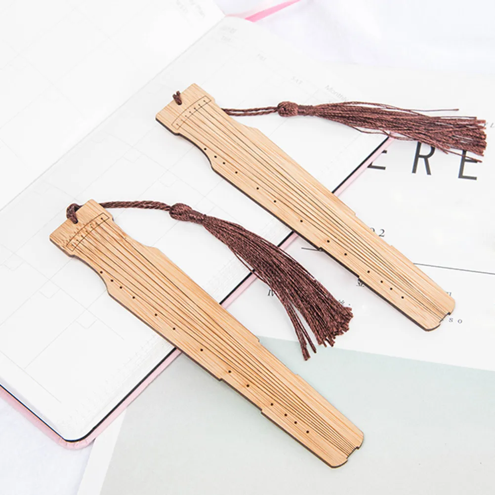 12Pcs Bamboo Bookmark Ancient Chinese Zither Design Chic Stylish Page Marker for Readers Students Writers Graduation Eco