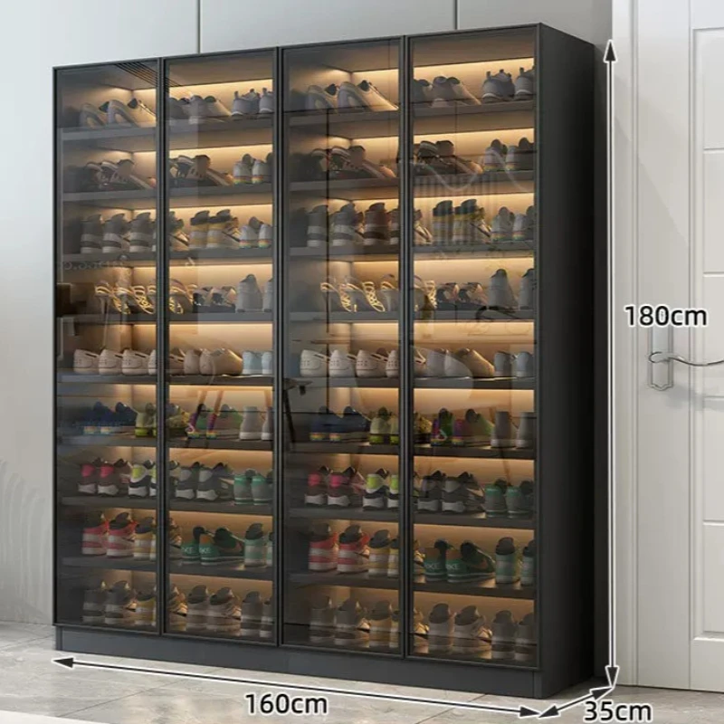 Modern Shoe Cabinet Large Capacity Entryway Display Grey Shoe Rack Multi-layer Shelves Organizer Hallway Dust-proof Furniture