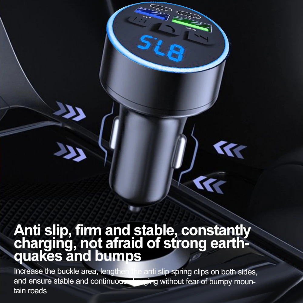 Bluetooth 5.0 FM Transmitter Car Phone Charger MP3 Music Player Car USB Cigarette Lighter Car Charger PD Fast Charging