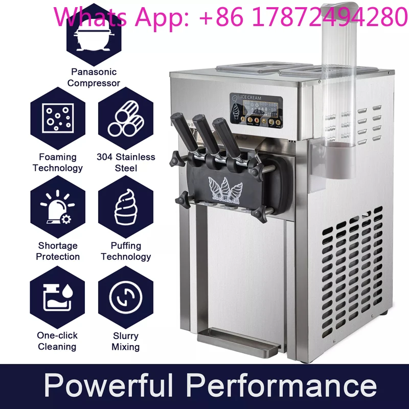 22-28L/H High Quality Soft Serve Ice Cream Machine Electric Digital Display Ice Cream Makers Tricolor Ice Cream Vending Machine