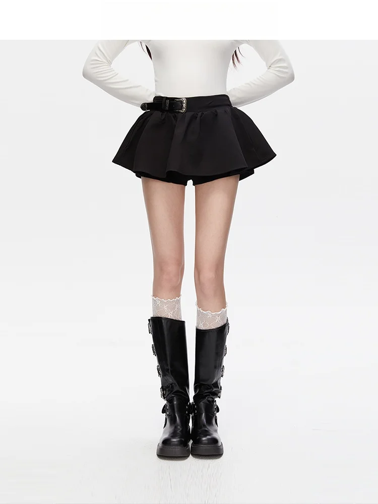 vivihy-ハイウエスト-ミニスカート-レディース-スタイル-アメリカン-ホットガール-超ショートスカート-バレエ風-ふわふわスカート-ブラック