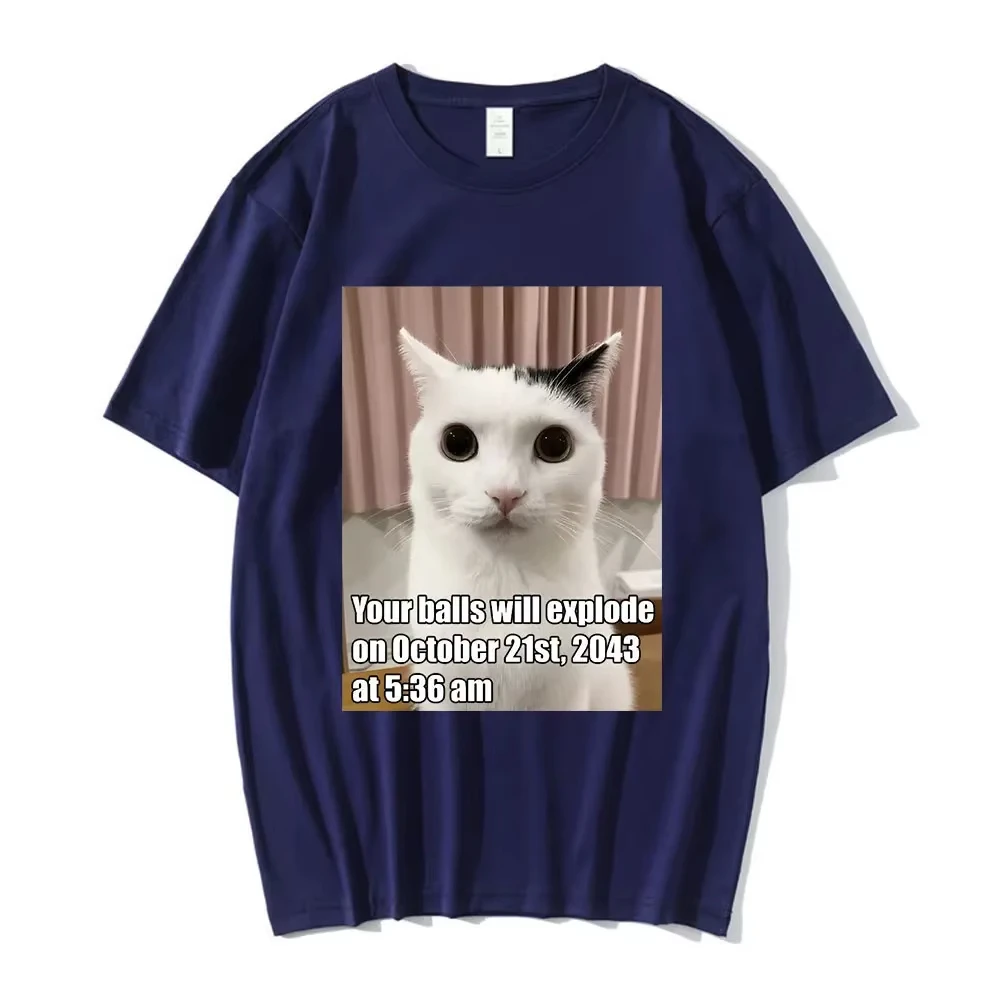سوف تتفج كراتك مضحك القط ميمي الجرافيك تي شيرت الرجال موضة الهيب هوب تي شيرت عادية القطن قصير الأكمام تي شيرت