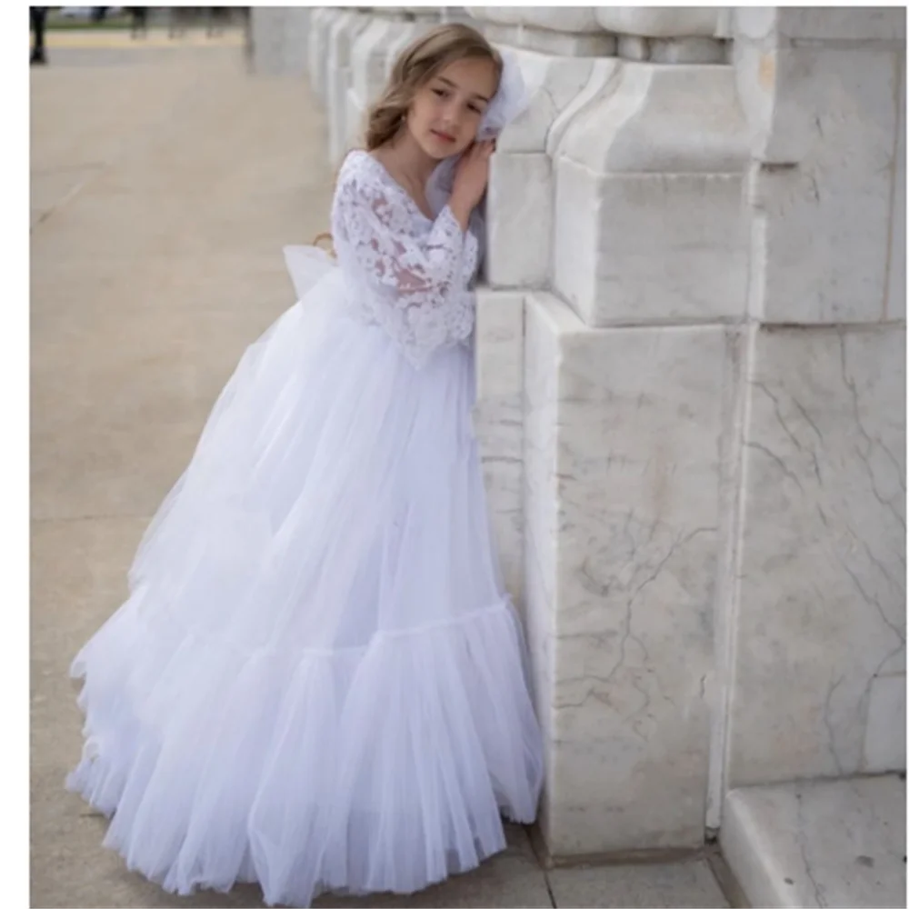 

FlowerGirls Dress Opening Ceremony Clothing Tutu Party Elegant Wear Girls Princess Dress Kids First Communion Girl Costumes