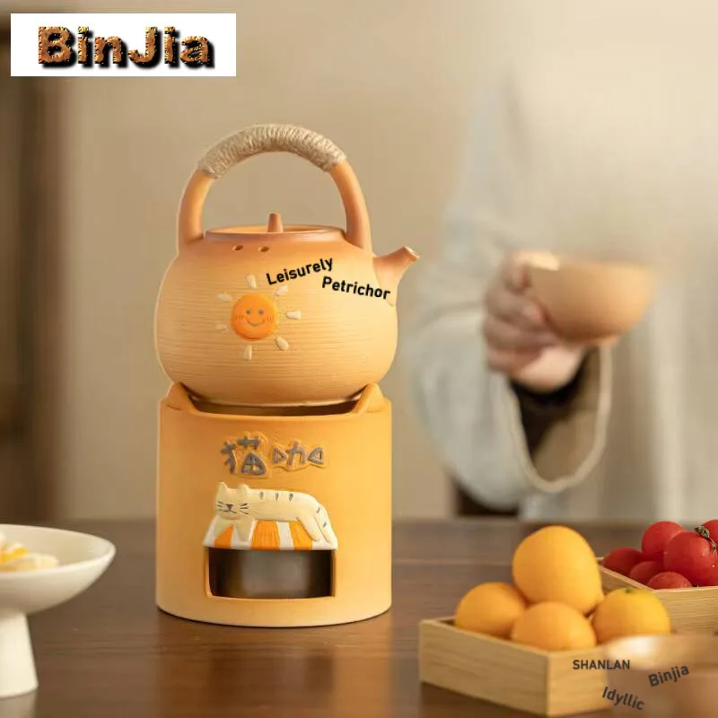 

Керамическая спиртовая плита для кошачьего кафе, креативная подъемная балка, подогреватель, чайник, домашняя уличная печь для кипящей воды, принадлежности для обжарки