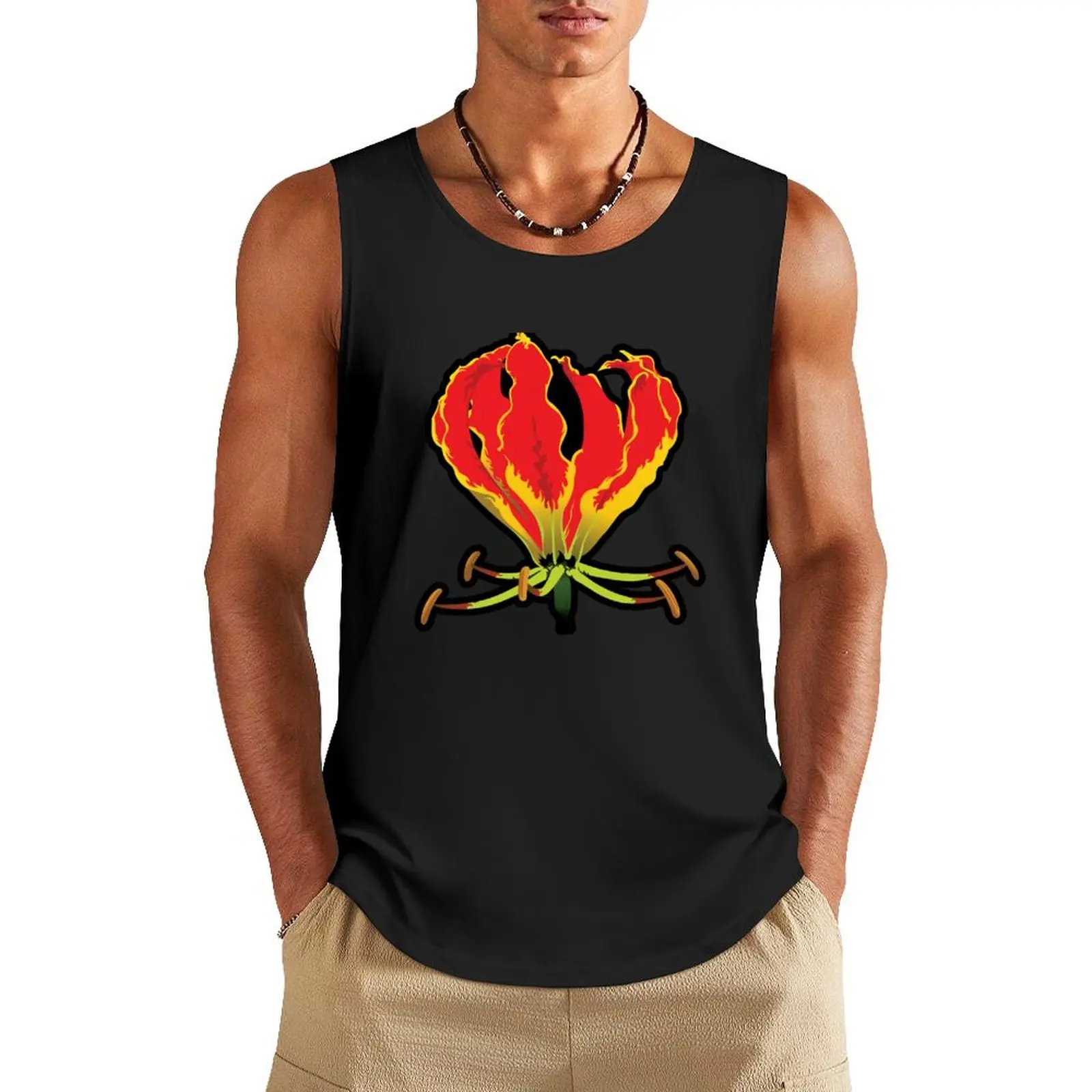 

African Flame Lily Tank Top men clothes sleeveless vest men Gym man