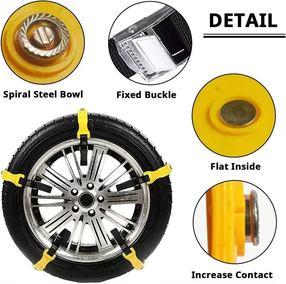 10PCS Universal Winter Snow Mud Anti-skid Tire Chains Tendon for Car Sedan SUV Trucks Snow Tire Chains
