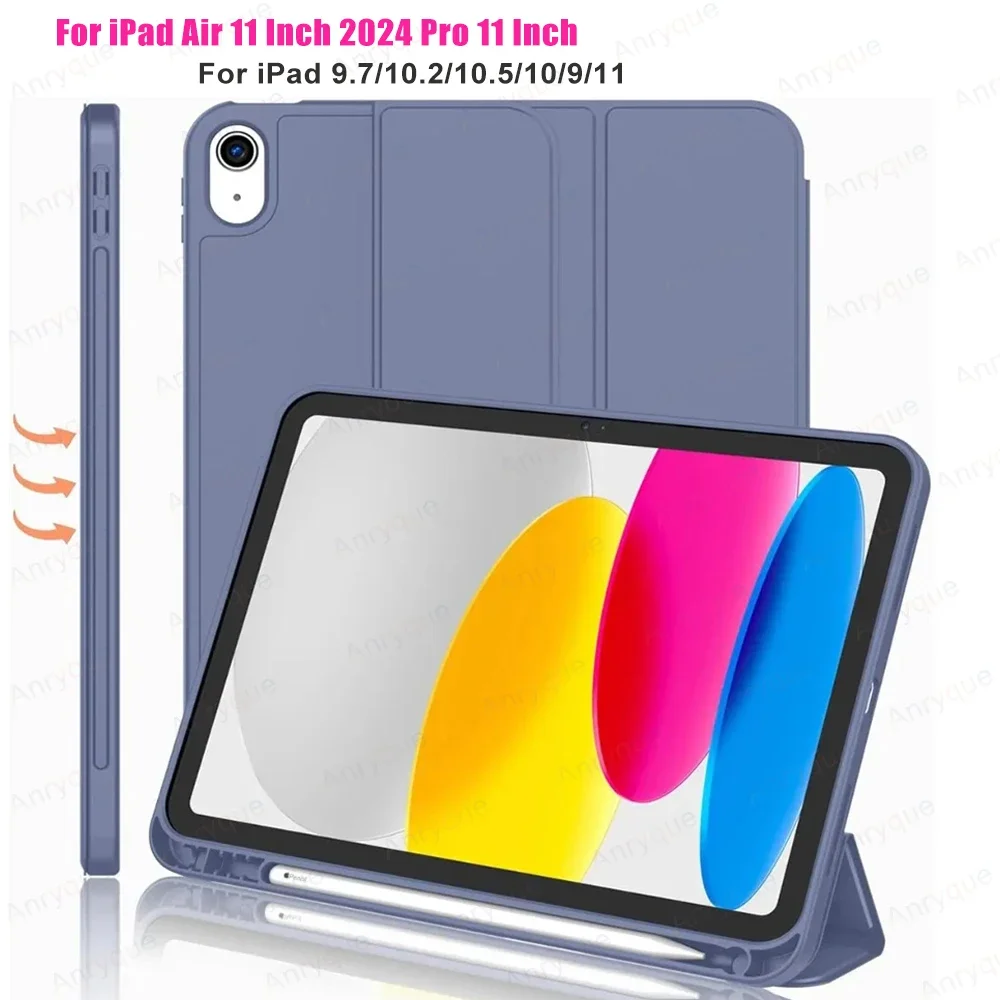 

Чехол Funda для iPad Air 6-го поколения, 11 дюймов, M2 2024 iPad Air 5-го/4-го поколения 10,9 Pro 11, умный чехол с держателем для карандашей