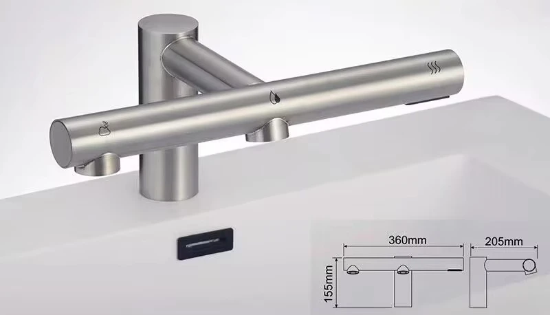 Multifunctional Automatic Sensor Faucet with Soap Dispenser Hand Dryer 304 Stainless Steel Kitchen Bathroom Basin Faucet