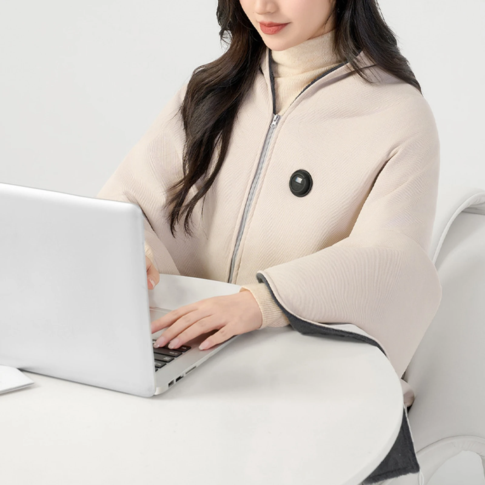 Heated Shawl Blanket Fast-Heating Graphene Throw for Office Home Adults USB Powered Warm Cape with Digital Temp Control