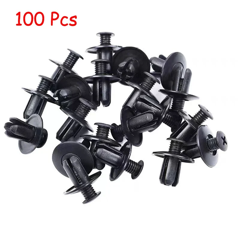 100PCS 8mm Black Rivet Fairing Body Trim Panel Fastener Screw Clips For Honda Motorcycle Accessories Parts Wholesale