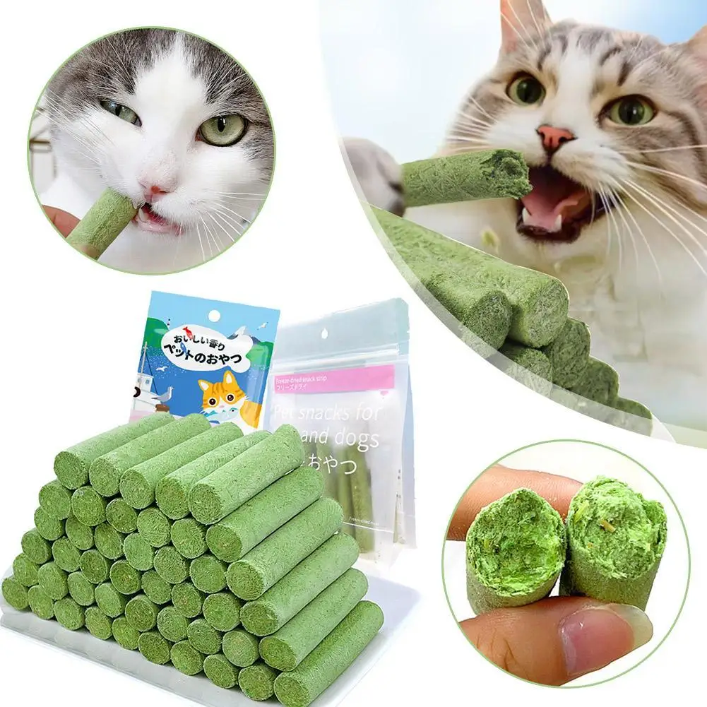 Freeze-dried Catgrass Sticks Delicious Cat Treat Snack Edible Cat Chew Toy For Teeth Cleaning And Hairball Removal In Cats T2Z5