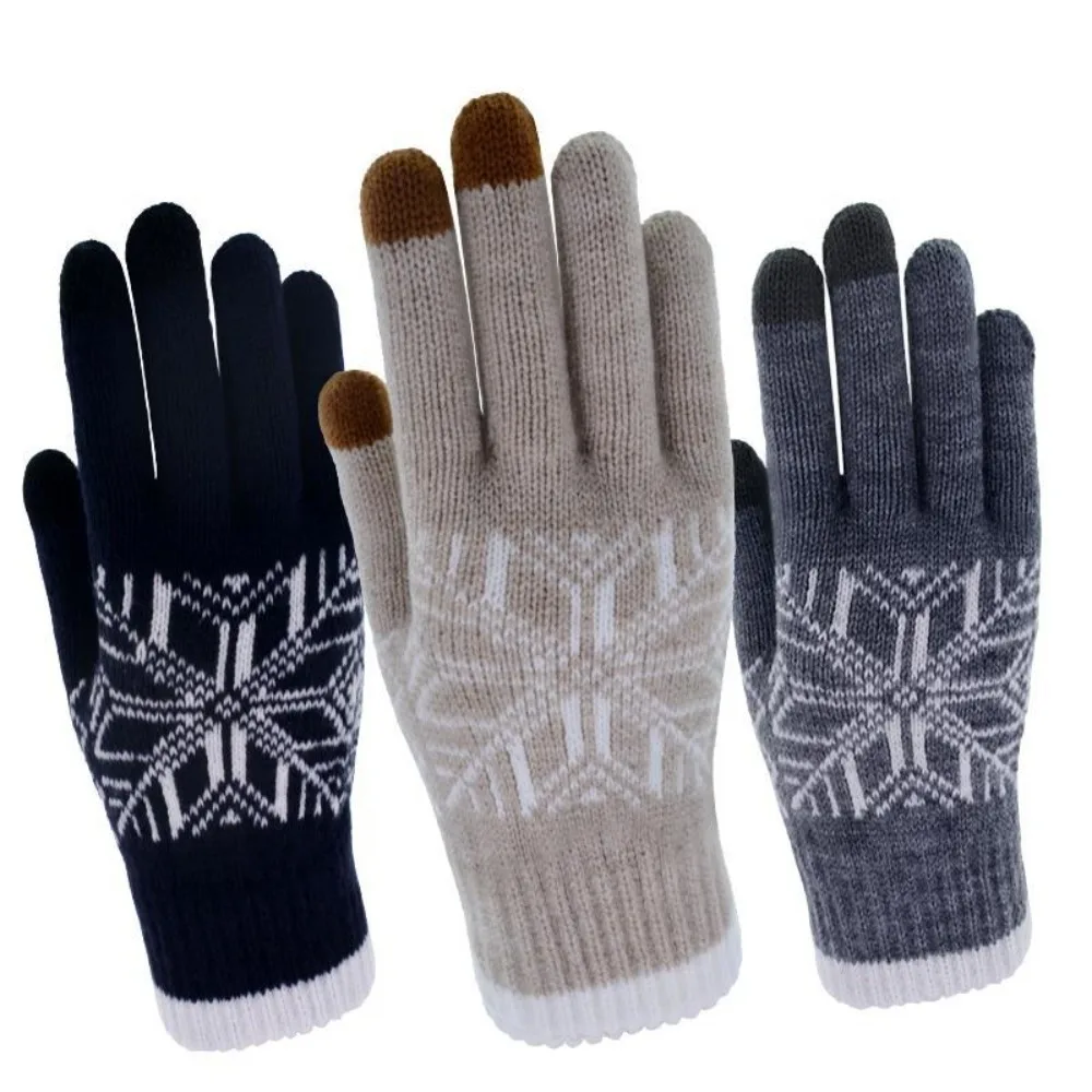 Cycling Ski Gloves Cold Proof Touch Screen Gloves Thickened Snow Knitting Gloves Windproof Fashion Hand Warmer Outdoor Indoor