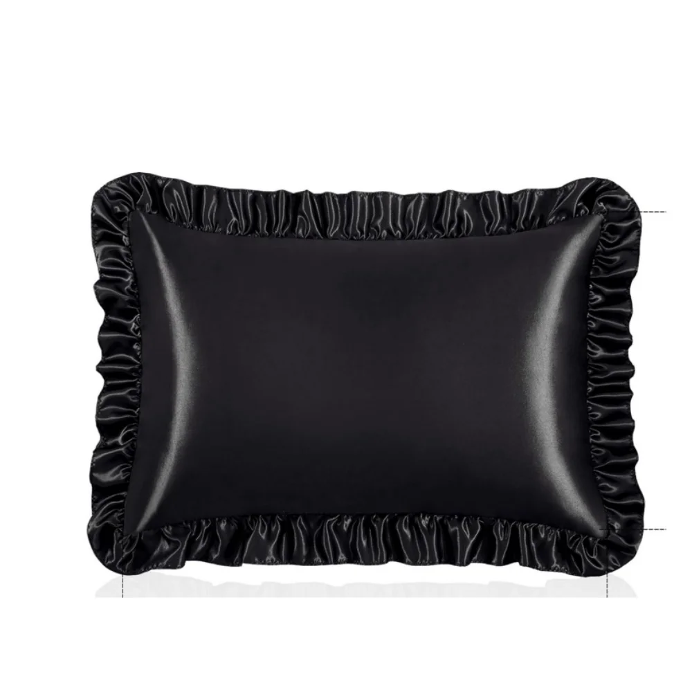 1 PC Ruffle Satin Silk Pillowcase for Hair and Skin, Silky Pillow Shams Satin Ruffled Pillowcase